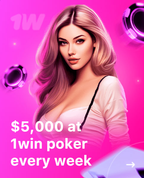 $5,000 at 1win poker every week